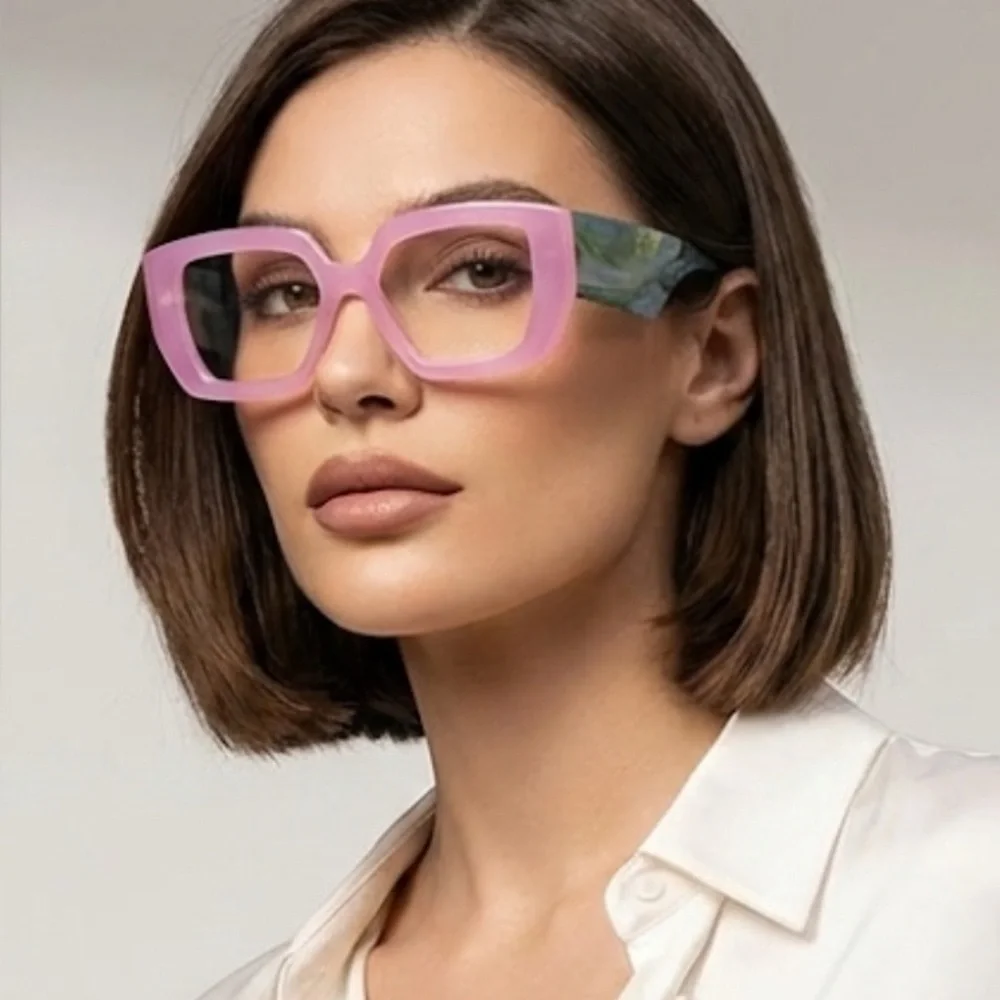 ✨Pink and Green Square Frame Glasses
